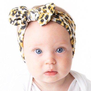 Trixie - Leopard Print Cable Knit Bow Headbands