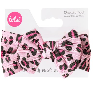 Trixie - Leopard Print Cable Knit Bow Headbands