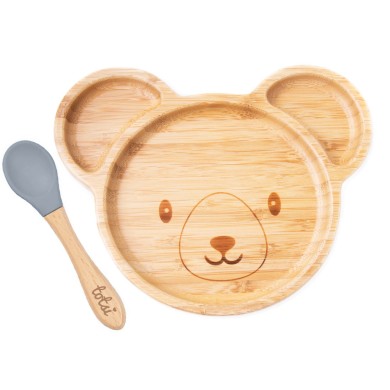 Bear - Luxury Bamboo Suction Baby Plate Set