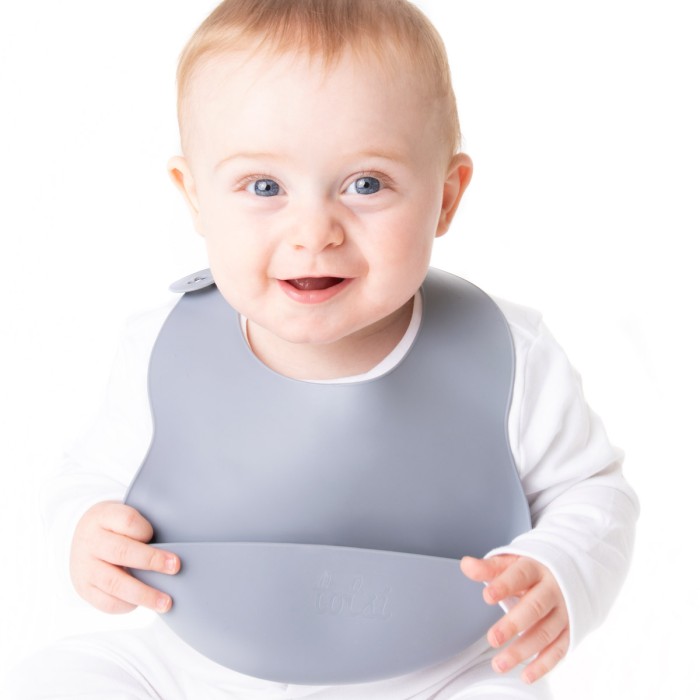 Lunar Grey - Luxury Waterproof Silicone Baby Bib