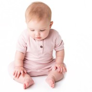 Belle - Short Sleeve Luxury Pink Baby Romper