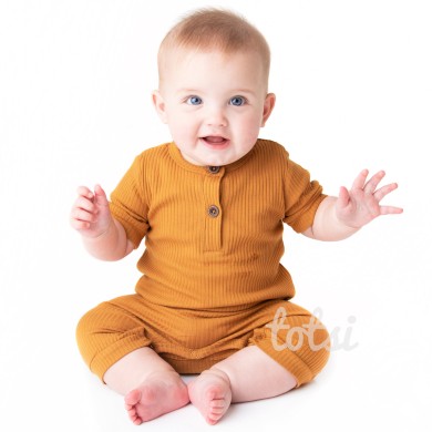 Bowie - Short Sleeve Ribbed Baby Romper
