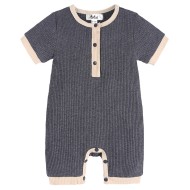 Joey - Luxury Gunmetal / Khaki Short Sleeve Baby Romper