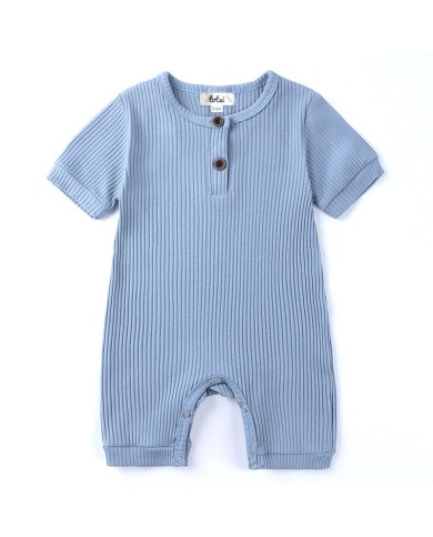 Emery - Short Sleeve Luxury Blue Baby Romper
