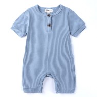 Emery - Short Sleeve Luxury Blue Baby Romper