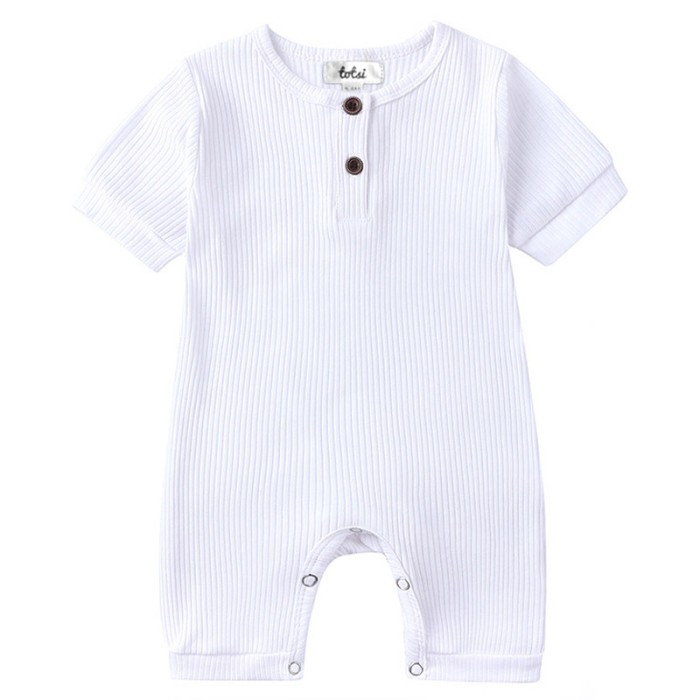 Blake - Luxury Short Sleeve Ribbed Baby Romper