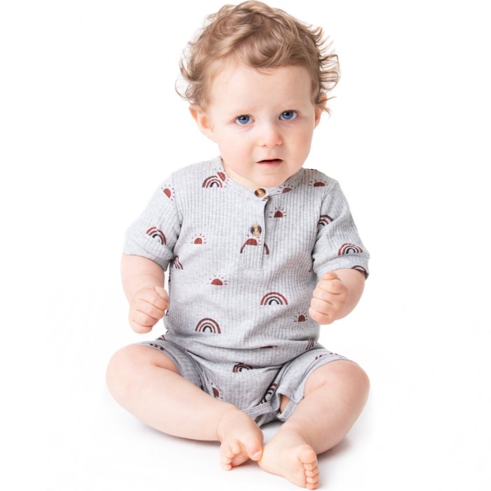 Rian - Rainbow Ribbed Baby Romper