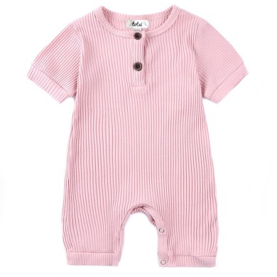 Belle - Short Sleeve Luxury Pink Baby Romper