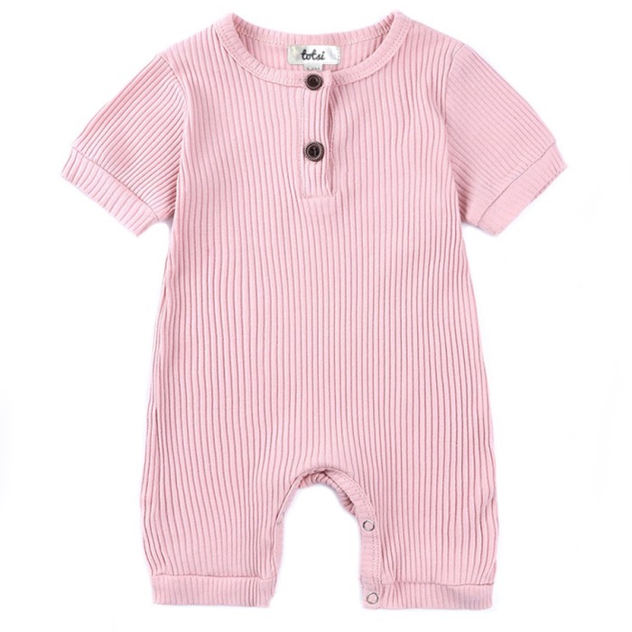 Belle - Short Sleeve Luxury Pink Baby Romper