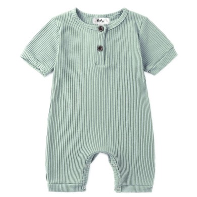 Morgan - Luxury Pastel Green Ribbed Baby Romper