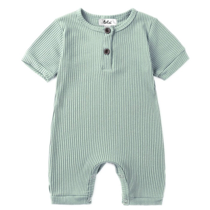 Morgan - Luxury Pastel Green Ribbed Baby Romper
