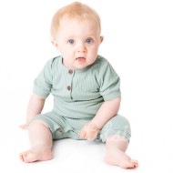 Morgan - Luxury Pastel Green Ribbed Baby Romper