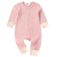 Mila - Luxury Pink Waffle Knit Baby Romper