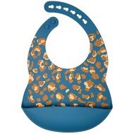 Leopard Blue - Luxury Silicone Weaning Bib