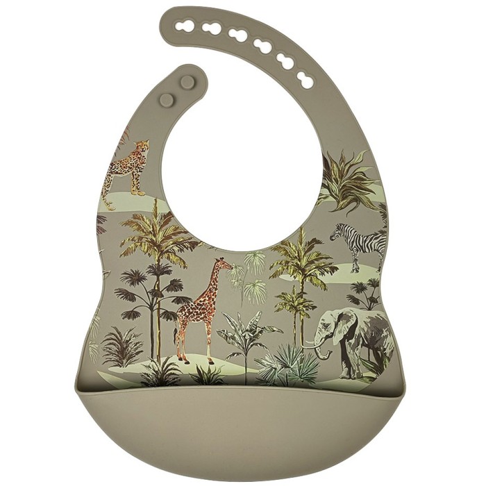 Safari Green - Luxury Silicone Baby Bib