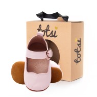 Amory - Leather T-Bar Buckle Baby Booties
