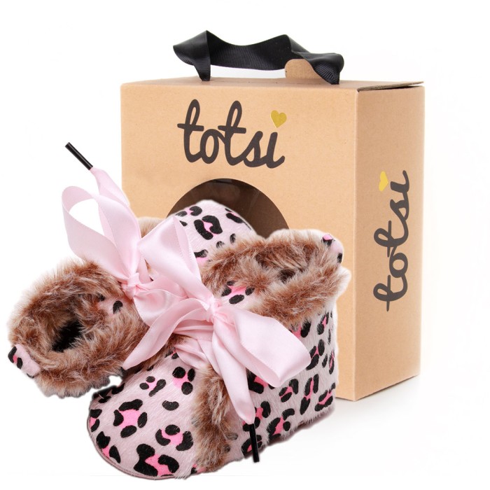 Zuri - Pink Animal Print Baby Booties
