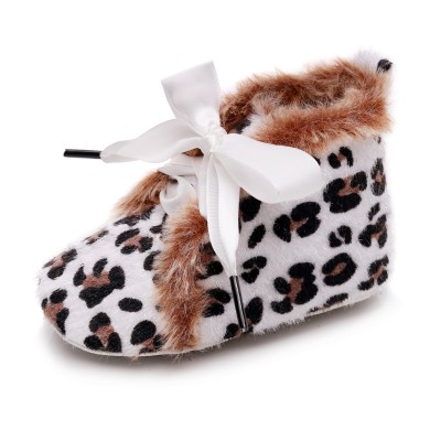 Zora - White Animal Print Baby Booties