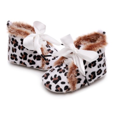 Zora - White Animal Print Baby Booties