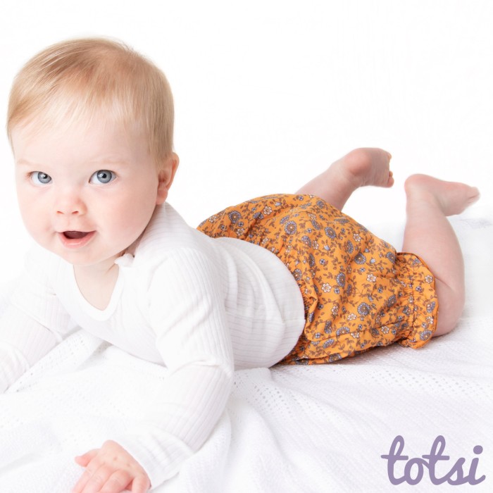 Lilly - Sunset Yellow Floral Luxury Baby Bloomers