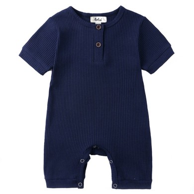 Emery - Short Sleeve Luxury Blue Baby Romper