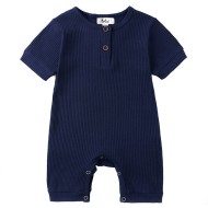 Emery - Short Sleeve Luxury Blue Baby Romper