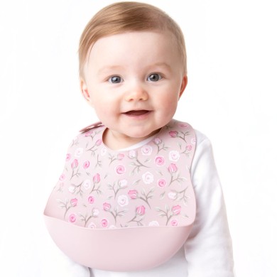 Blush Pink Rose - Luxury Silicone Bib
