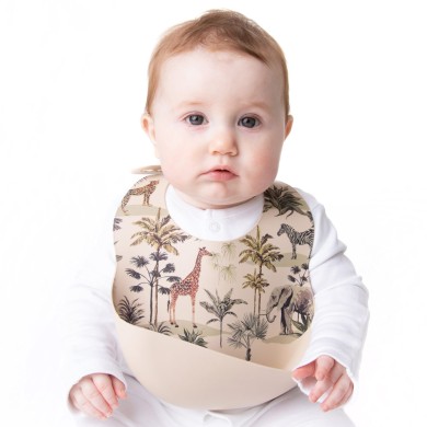 Safari Green - Luxury Silicone Baby Bib
