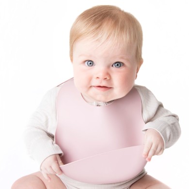 Blush Pink - Luxury Waterproof Silicone Baby Bib
