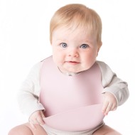 Blush Pink - Luxury Waterproof Silicone Baby Bib