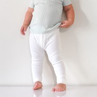 Juni - Luxury Organic Cotton White Ribbed Baby Leggings