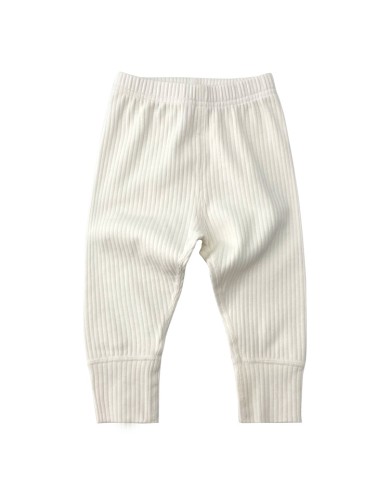 Juni - Luxury Organic Cotton White Ribbed Baby Leggings
